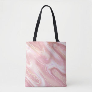 Bolsa Tote Textura elegante de mármore. tex rosa dourado lí