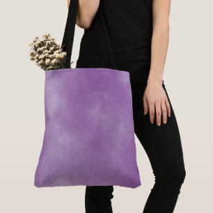 Bolsa Tote Textura Estética de Aquarela Roxa Abstrata 