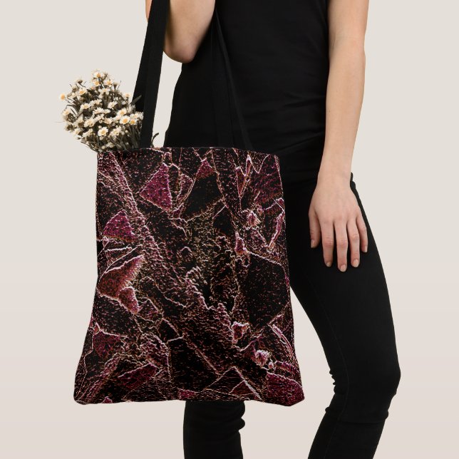 Bolsa Tote Textura estilo rocha marrom entalhada (Close Up)