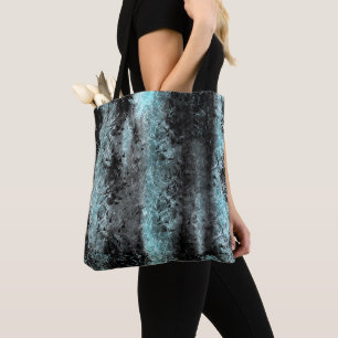 Bolsa Tote Textura fibrosa estranha em azul claro e preto