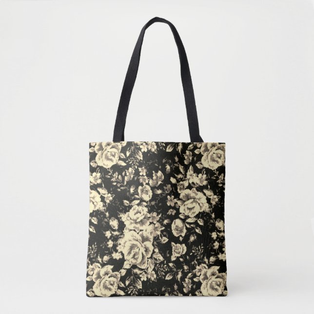 Bolsa Tote textura floral de vintage abstrato (Frente)