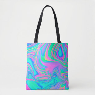 Bolsa Tote Textura holográfica iridescente e marmoreada em v