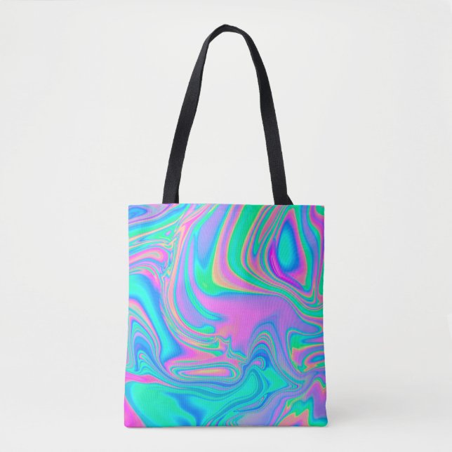 Bolsa Tote Textura holográfica iridescente e marmoreada em vi (Frente)