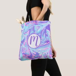 Bolsa Tote Textura Líquida do Mármaco Azul e Roxo
