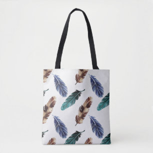 Bolsa Tote Textura Tribal de Penas Coloridas