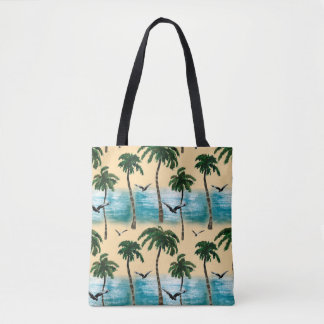 Bolsa Tote Textura uniforme de praia em aquarela. Palmas, gai