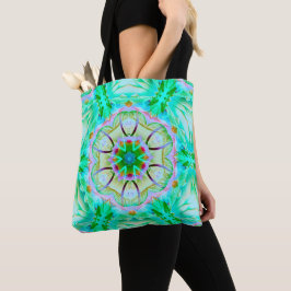 Bolsa Tote Textura verde-clara acinzentada, caleidoscópio com
