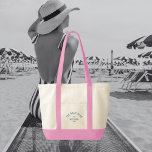 Bolsa Tote The Bach Club Azul Personalizado Crista Solteira<br><div class="desc">As bolsas tote da The Bach Club são perfeitas para a festa de solteira com tema de clube de praia. Crista personalizada azul desgastada da bach club com fitas rosa. Personalize com os detalhes da sua solteira... ano, praia e destino. Perfeito para uma festa de solteira com tema de praia...</div>