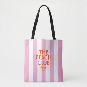 Bolsa Tote The Beach Club Ibiza Mala de Palha com Listras da