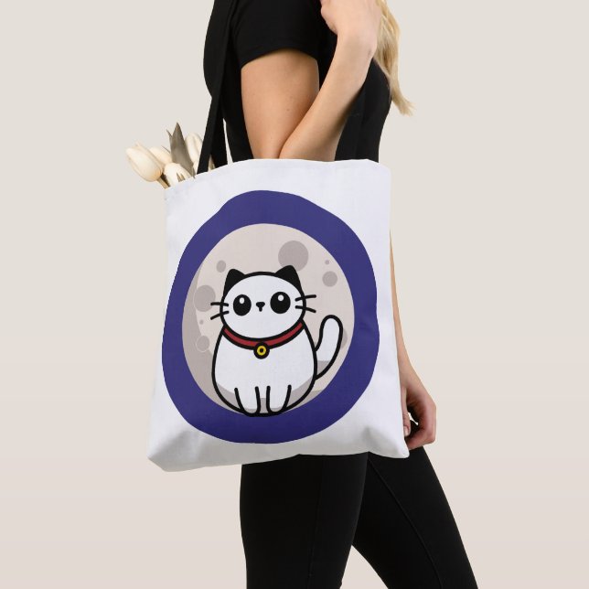 Bolsa Tote The Cat on The Moon Bag (Close Up)