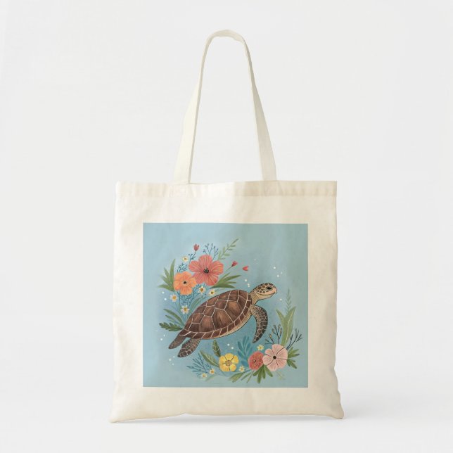 Bolsa Tote The illustration of a sea turtle (Frente)