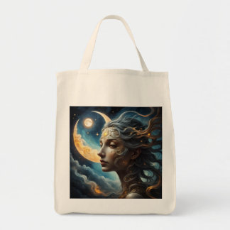 Bolsa Tote "The Lunar Oracle"-Celestial Moon Goddess Tote Bag