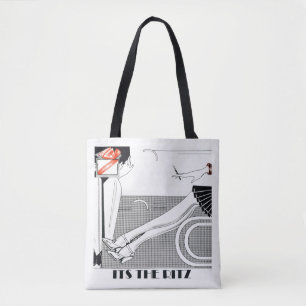 Bolsa Tote The Ritz 1920 Style Art Deco Design Black & White