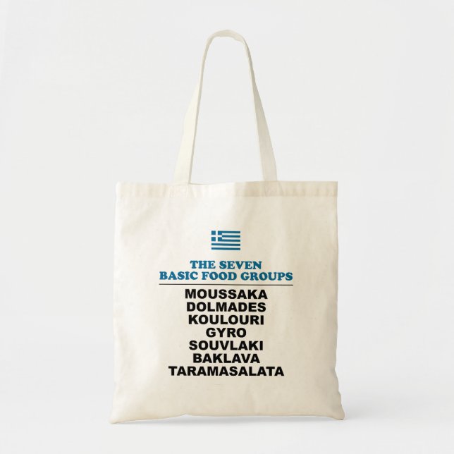 Bolsa Tote The Seven Basic Food Groups Funny Greek (Frente)
