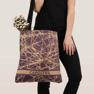 Bolsa Tote Threads Dourados personalizados Abstrato Faux em M