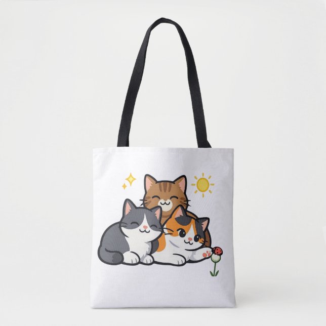 Bolsa Tote Three Cute Cats Friendship (Frente)