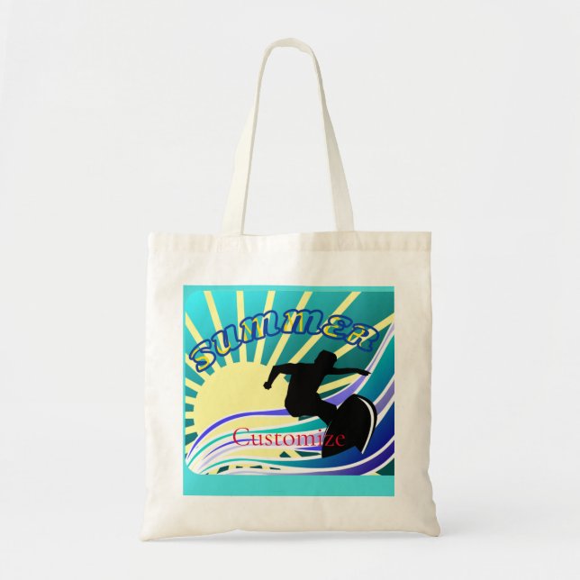 Bolsa Tote Thunder_Cove da Diversão de Surfe de Verão (Frente)