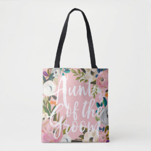 Bolsa Tote Tia do noivo escovado casamento florante rosa