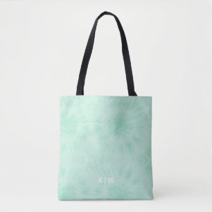 Bolsa Tote Tia Dye   Monograma verde da "Pastel Mint"