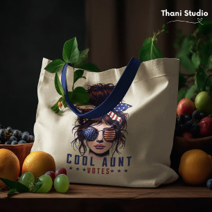 Bolsa Tote Tia legal Vota Vintage Mensagem Cabelo Eleição