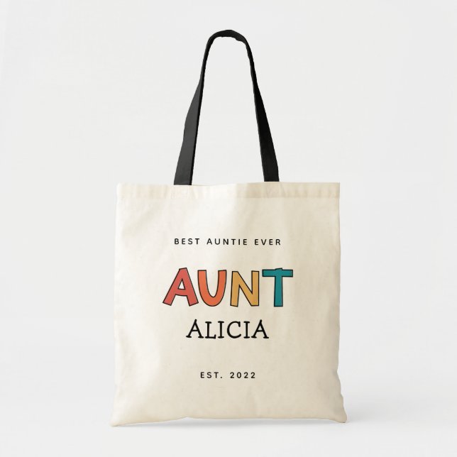 Bolsa Tote Tia Personalizada com Presente Melhor Tia Sempre B (Frente)