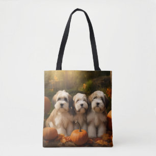 Bolsa Tote Tibetano Terrier Puppy Autumn Delight Pumpkin
