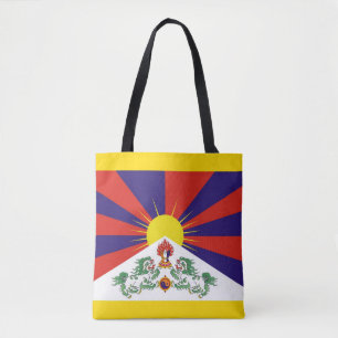 Bolsa Tote Tibete, bandeira tibetana e leões de neve - Himal