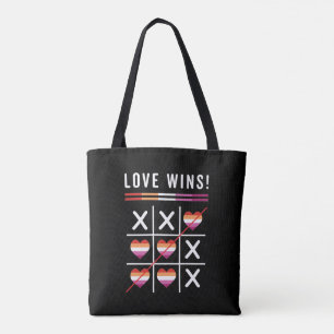 Bolsa Tote Tic Tac Toe Love ganha orgulho lésbico LGBTQ