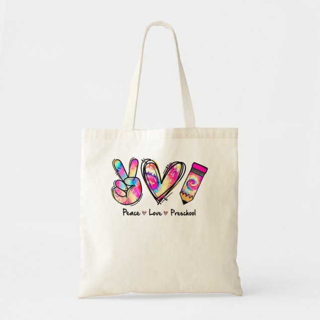 Bolsa Tote Tie Dye Peace Love E Preschocoline Boy Tea (Frente)