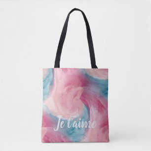 Bolsa Tote Tie-Dye Pink e Blue Painterly Watercolor no Amor