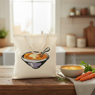 Bolsa Tote Tigela de Sopa de Tomate com Colher