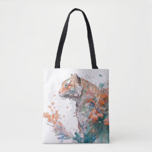 Bolsa Tote Tiger Retrato Animal Pintura Selvagem Exterior
