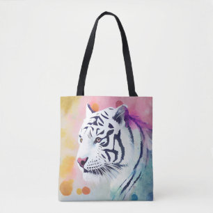 Bolsa Tote Tigre Branco Natureza Selvagem Pintura De Artes An