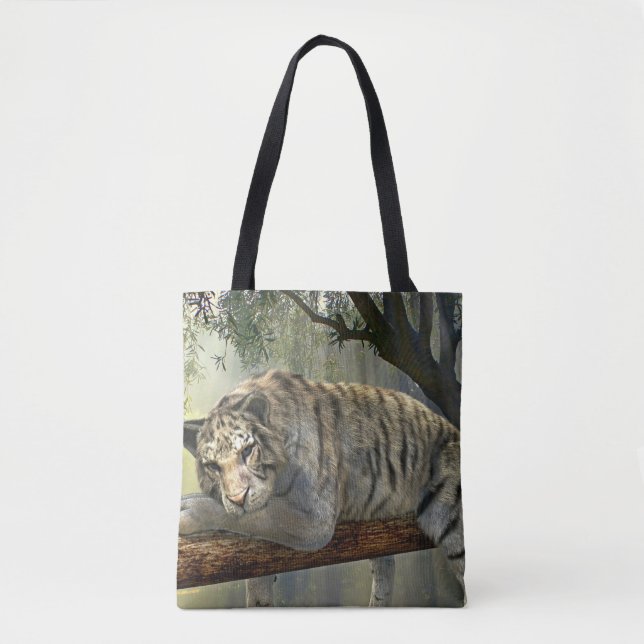 Bolsa Tote Tigre branco que refrigera na sacola da selva (Frente)