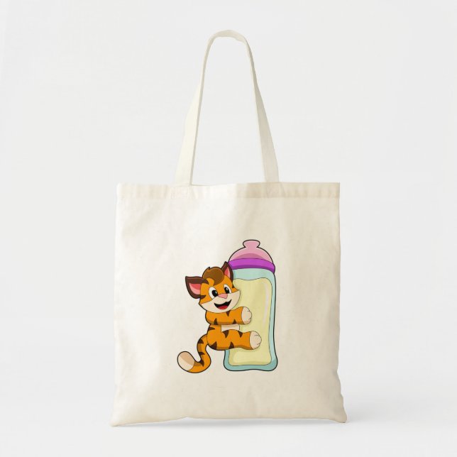 Bolsa Tote Tigre com frasco para bebês de leite (Frente)