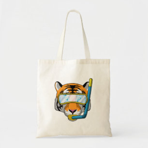 Bolsa Tote Tigre como mergulhador com Snorkel