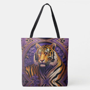 Bolsa Tote Tigre em roxo