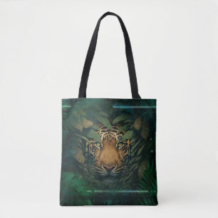 Bolsa Tote Tigre escondido na Folhagem