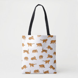 Bolsa Tote Tigre Japonês: Vintage Doodle Seamless