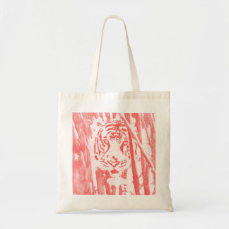 Bolsa Tote Tigre na sacola de bambu -- Vermelho