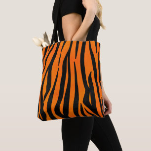 Bolsa Tote Tigre Preto Laranja Selvagem Espalha Impressão Ani