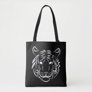 Bolsa Tote Tigre Tribal Preto e Branco
