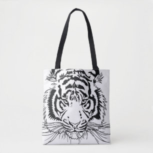 Bolsa Tote Tigre vívido: ilustração majestosa da vida selvage