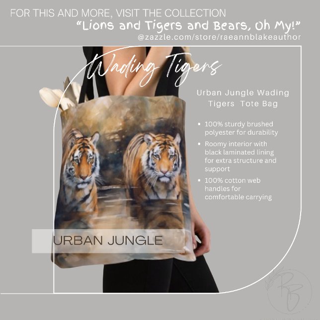 Bolsa Tote Tigres Vadeando Selva Urbana (Criador carregado)