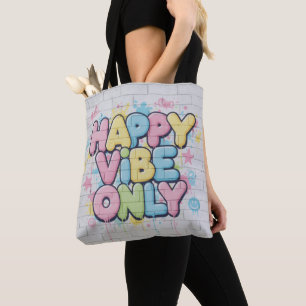 Bolsa Tote Tijolo com Texto Colorido Dizendo “Apenas Vibração