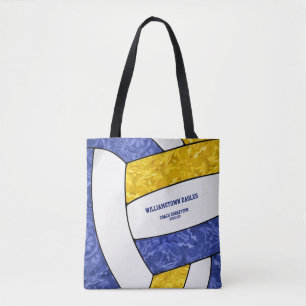 Bolsa Tote time de ouro azul colorido de vôlei feminino