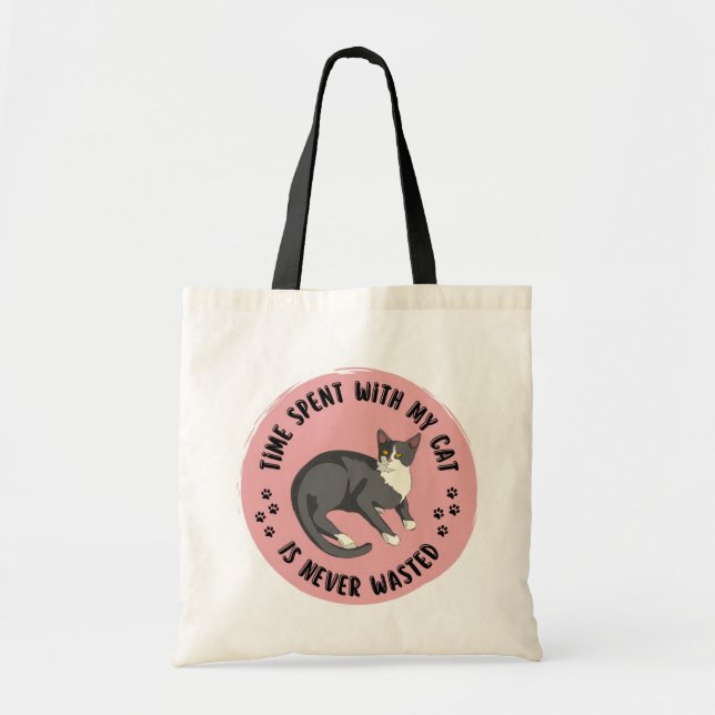 Bolsa Tote Time Spent With My Cat Is Never Wasted – Cute Cat  (Frente)