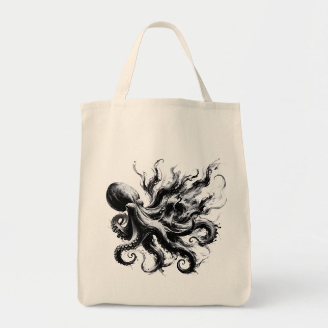Bolsa Tote Tinta Abstrata Fluido Polvo Kraken (Frente)