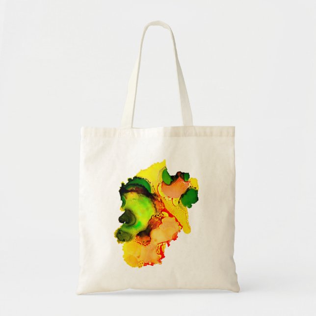 Bolsa Tote tinta abstrato de álcool verde (Frente)