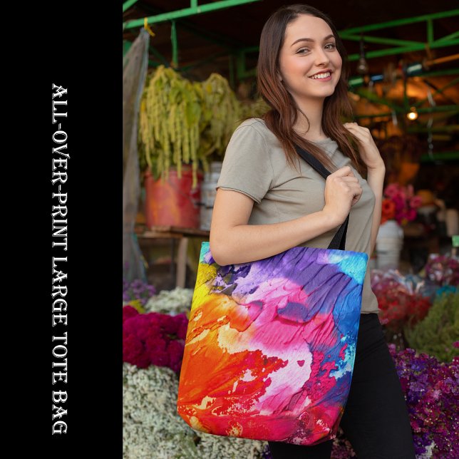 Bolsa Tote Tinta Abstrato moderna colorida, tudo sobre Impres (Colorful Modern Abstract Paint All-Over-Print Tote Bag, large tote bag, shopping bag, fashion)